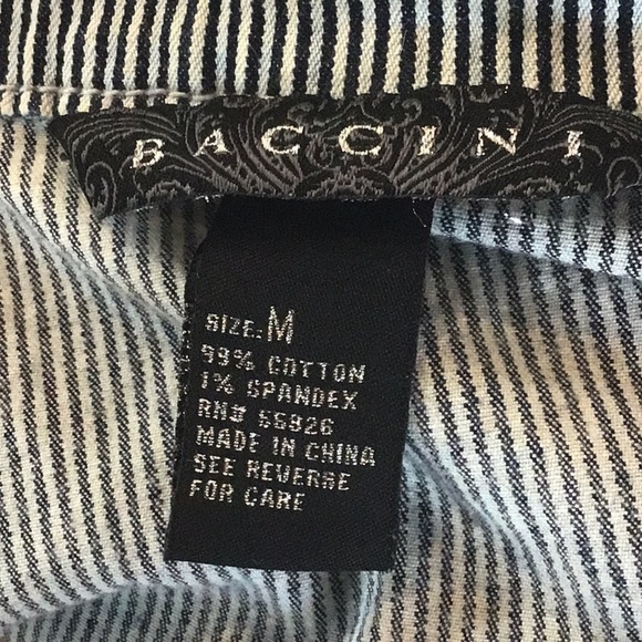 BACCINI  vintage Denim Cotton Stretch Engineer Striped JEAN JACKET size Medium - Picture 7 of 8